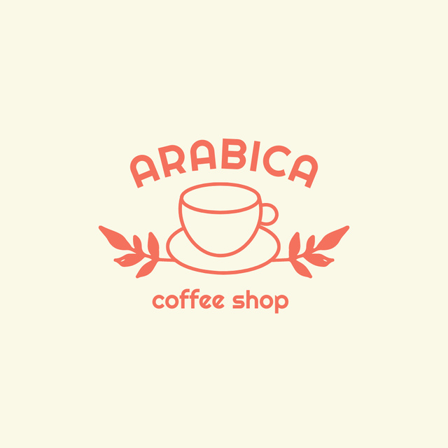 Coffee Shop Emblem with Cup and Plants Logo Tasarım Şablonu