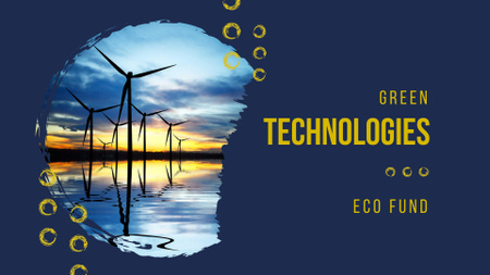 Ontwerpsjabloon van FB event cover van groene technologieën ad met windturbines