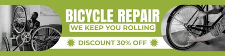 Bicycles Repair Offer on Bright Green Twitter Design Template