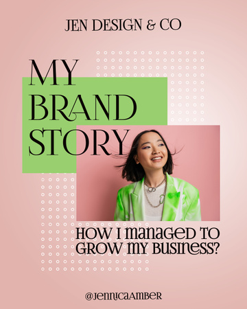 Business Development Story with Young Asian Woman Instagram Post Vertical Tasarım Şablonu