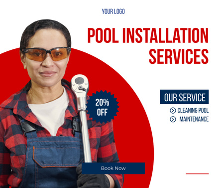 Designvorlage Offer Discounts for Pool Installation Service für Facebook