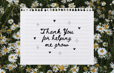 şirin papatya çiçekleri ile minnettar sözcük Thank You Card 5.5x8.5in Tasarım Şablonu