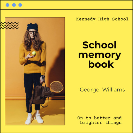 School Graduation Album with Stylish Teenager Photo Book tervezősablon