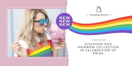 Coleção de moda arco-íris para a promoção da comemoração do mês do orgulho Twitter Modelo de Design