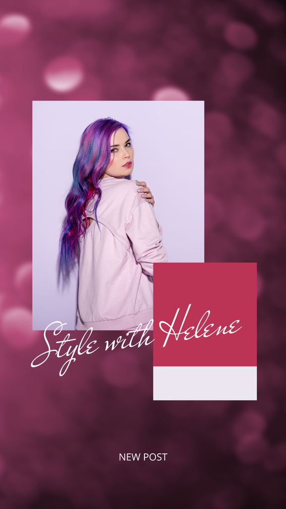 Beautiful Woman with Purple Hair Instagram Storyデザインテンプレート
