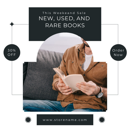 Designvorlage Bieten Sie Rabatte auf Bücher auf Weiß für Instagram