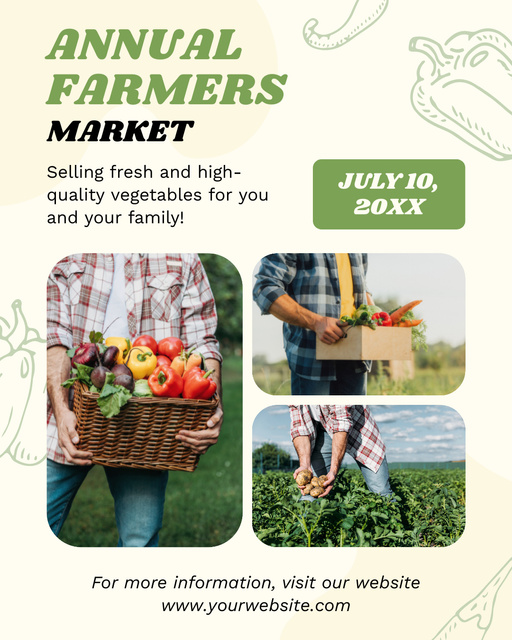 Farmer's Market Advertising Collage Instagram Post Verticalデザインテンプレート