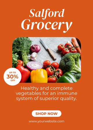 Grocery Products For Healthy Nutrition With Discount Flayer Design Template
