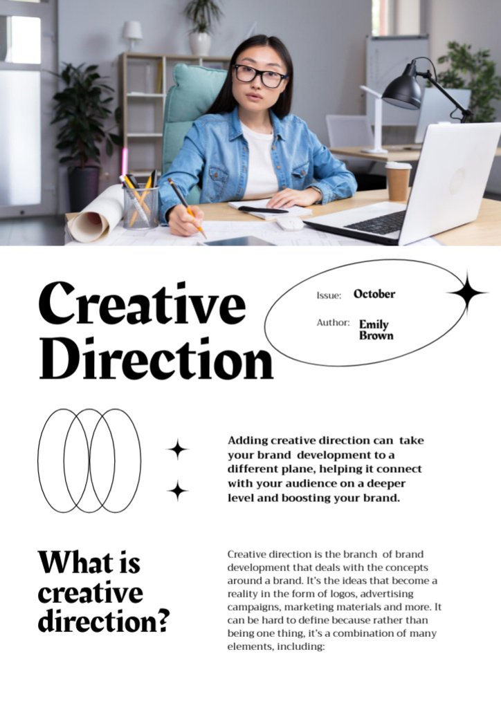 Designer on Workplace in Studio Newsletter Πρότυπο σχεδίασης