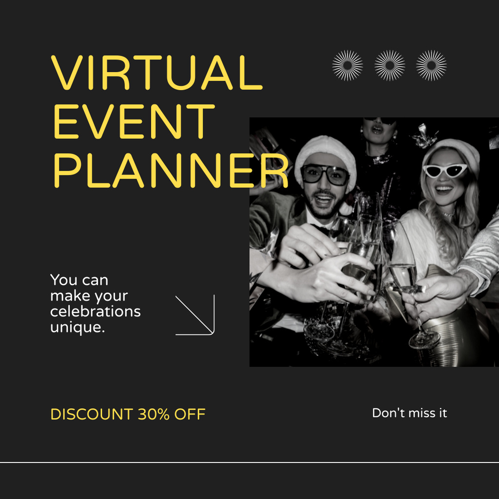 Virtual Event and Party Planning Instagram AD Modelo de Design