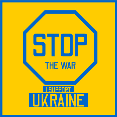 Stop War in Ukraine with Blue Badge Instagram Design Template