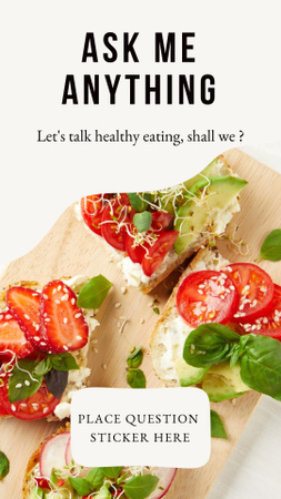Plantilla de diseño de Ask Me Anything About Healthy Food Instagram Story 