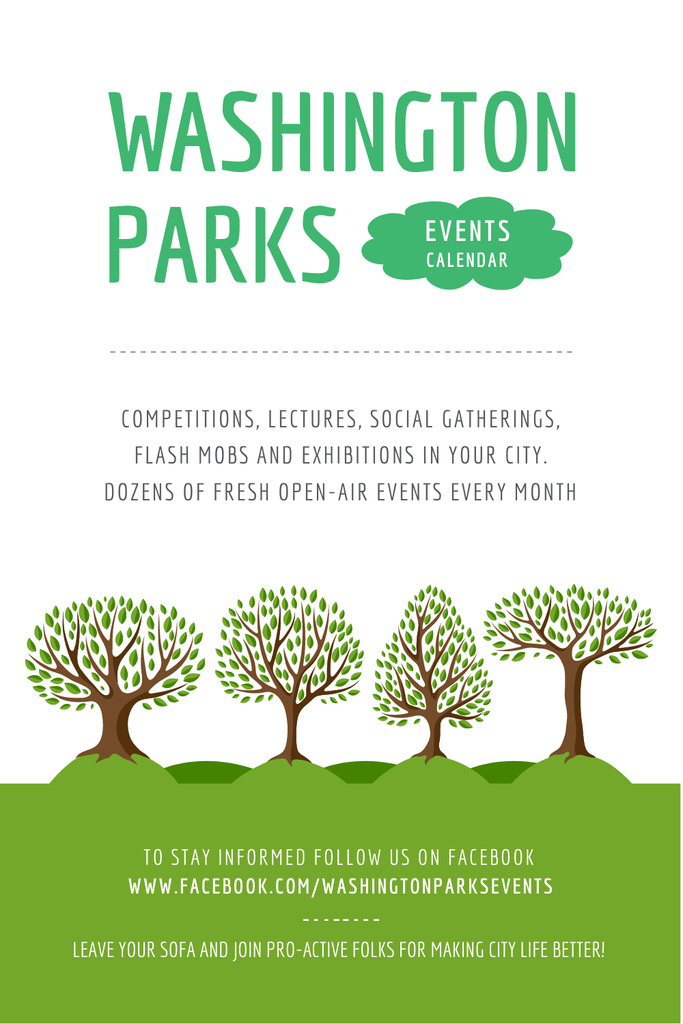 Ontwerpsjabloon van Pinterest van Park Event Announcement with Green Trees