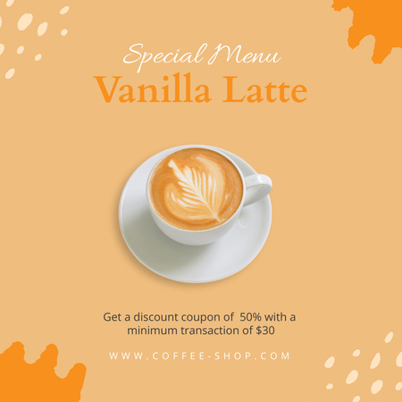 Ontwerpsjabloon van Instagram van Special Menu Offer with Vanilla Latte