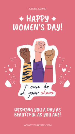 Mulheres com as mãos levantadas no Dia Internacional da Mulher Instagram Story Modelo de Design