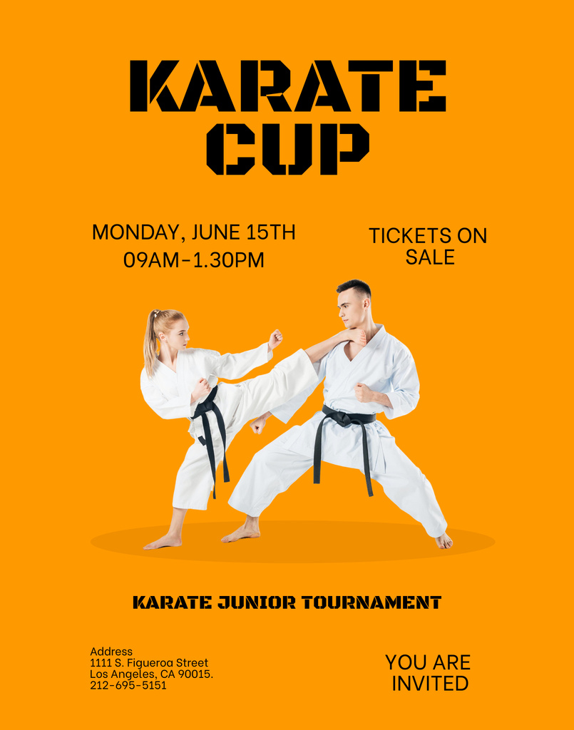 Plantilla de diseño de Karate Cup Championship Event Announcement Poster 22x28in 