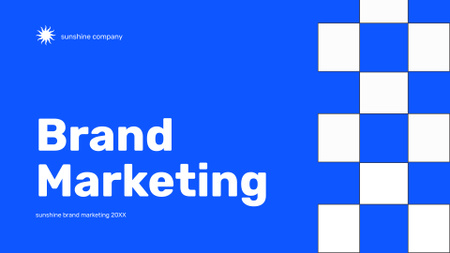 Brand Marketing Strategy on Blue Presentation Wide Design Template