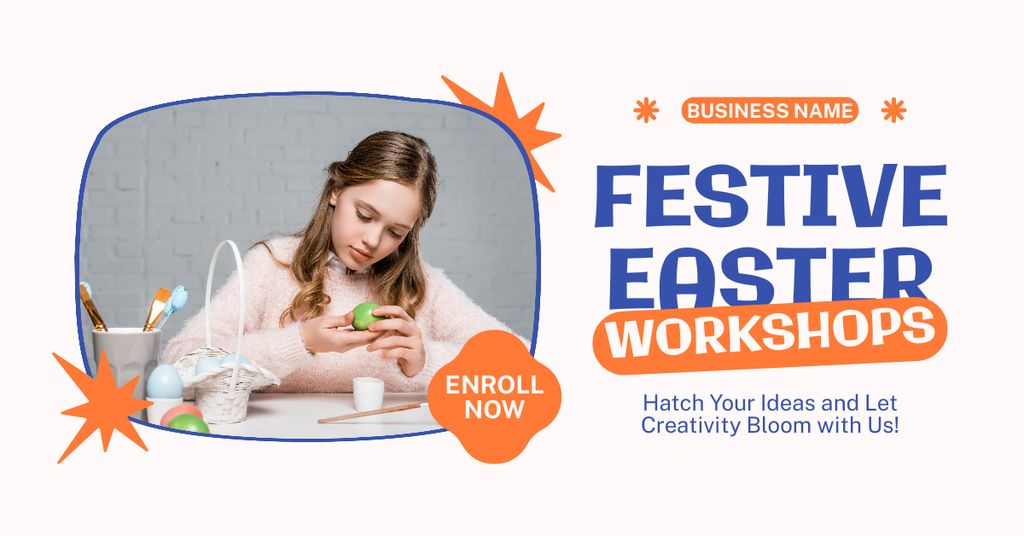 Plantilla de diseño de Ad of Easter Festive Workshops Facebook AD 