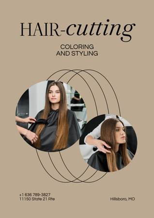 Hair-Cutting Services Offer Poster A3 Design Template