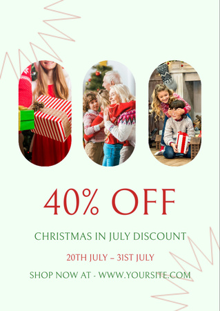 Designvorlage Christmas Discount in July with Happy Family für Flyer A6