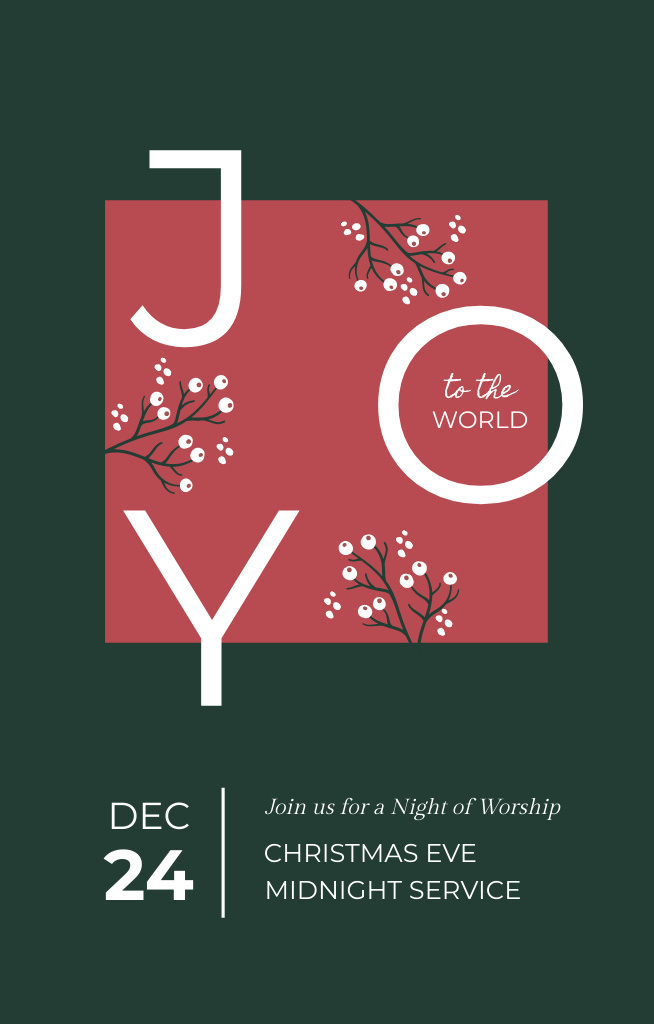 Christmas Eve Midnight Service Invitation 4.6x7.2in Design Template