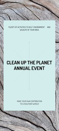 Ecological Event Announcement on Wooden Background Flyer 3.75x8.25in Design Template