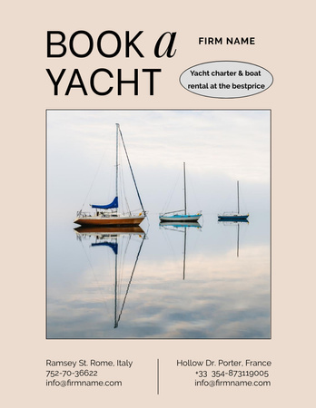 Ontwerpsjabloon van Flyer 8.5x11in van Offer of Yacht Booking Services