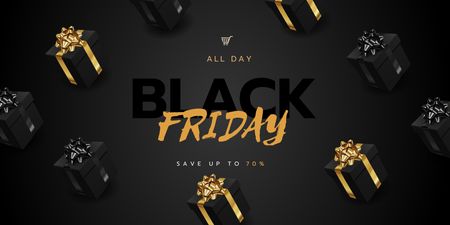 Black Friday sale with Gifts Twitter Design Template