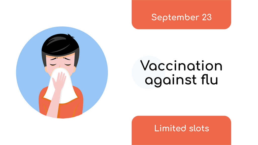 Vaccination announcement with Man sneezing FB event cover tervezősablon