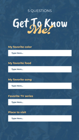 Get To Know Me Quiz on Blue Color Instagram Story tervezősablon