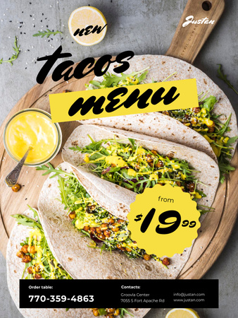 Offer of Mexican Menu with Delicious Tacos Poster US Design Template