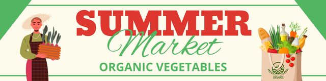 Selling Seasonal Vegetables at Farmers Market Twitter tervezősablon