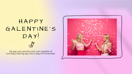 Happy Galentine`s Day Cheers with Confetti Full HD video Design Template