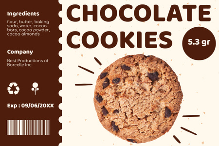 Ontwerpsjabloon van Label van Cookies with Chocolate Drops