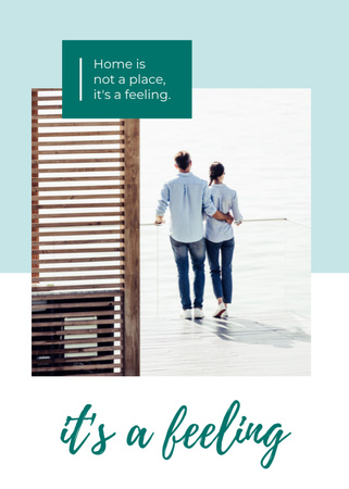 Platilla de diseño Couple Hugging On Terrace Postcard 5x7in Vertical
