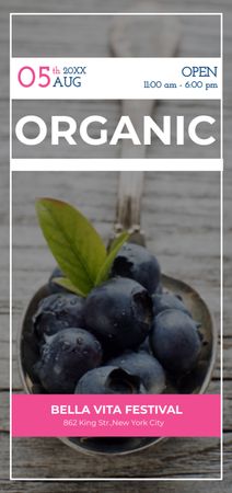 Blueberries for Organic food festival Flyer DIN Large Design Template