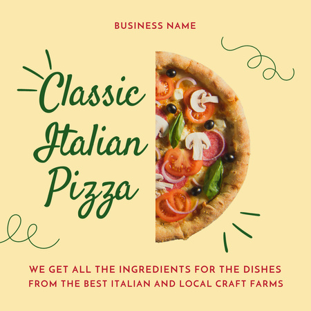Klasik İtalyan Pizza Teklifi Instagram Tasarım Şablonu