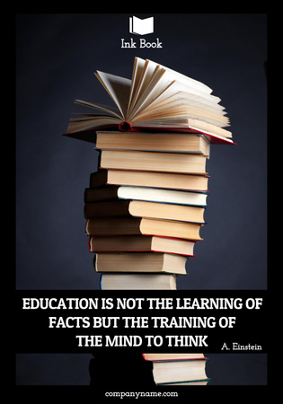 Education quote with man in library Poster 28x40in Πρότυπο σχεδίασης