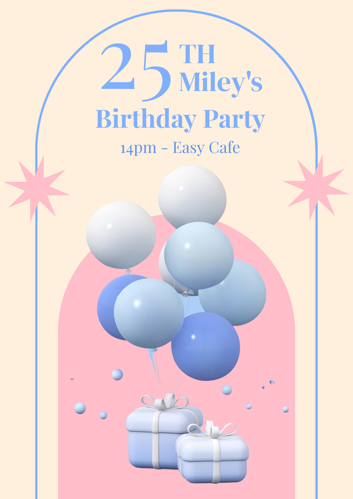 Birthday Celebration Announcement with Balloons in Hands Poster Design Template