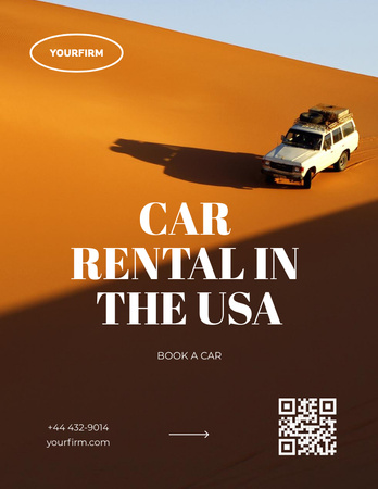Designvorlage Car Rental Offer with SUV in Desert für Poster 8.5x11in