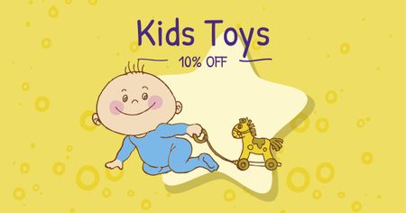 Kids Toys Discount Offer with Funny Newborn Facebook AD Design Template
