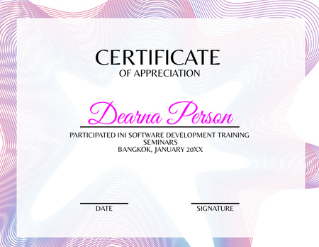 Ontwerpsjabloon van Certificate van Award voor voltooiing van training in softwareontwikkeling