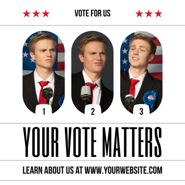 Plantilla de diseño de Collage with Photos of Emotional Election Candidate Instagram AD 