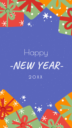 New Year Greeting with Bright Presents Instagram Story Design Template