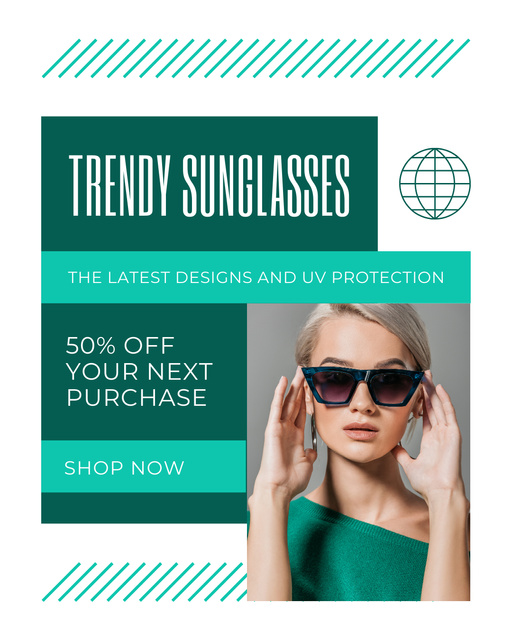 Designvorlage Vibrant Sunglasses Models for Women für Instagram Post Vertical