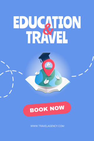 Educational Tours Ad with Map Mark Flyer 4x6in Design Template