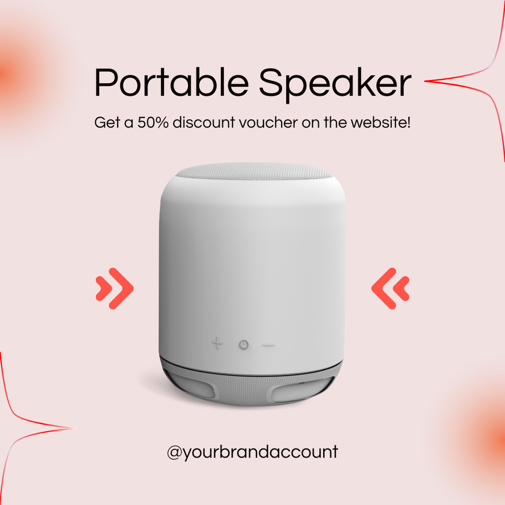 Discount Voucher for Portable Speaker Instagram Design Template