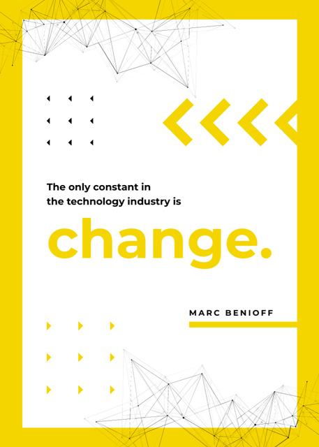 Geometric Pattern With Technology Quote in Yellow Frame Postcard 5x7in Vertical Design Template