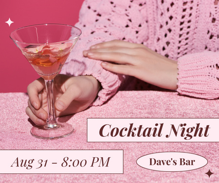 Cocktail Night in Bar is Organized Facebook Design Template