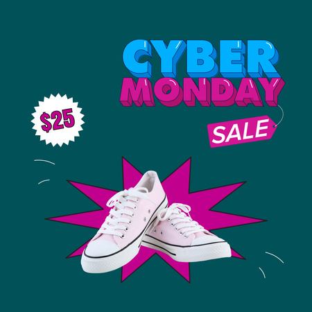 Cyber Monday Sale of Various Stylish Sneakers Animated Post Design Template